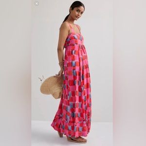 Anthropologie Maeve Madison Pink Watercolor dress size L